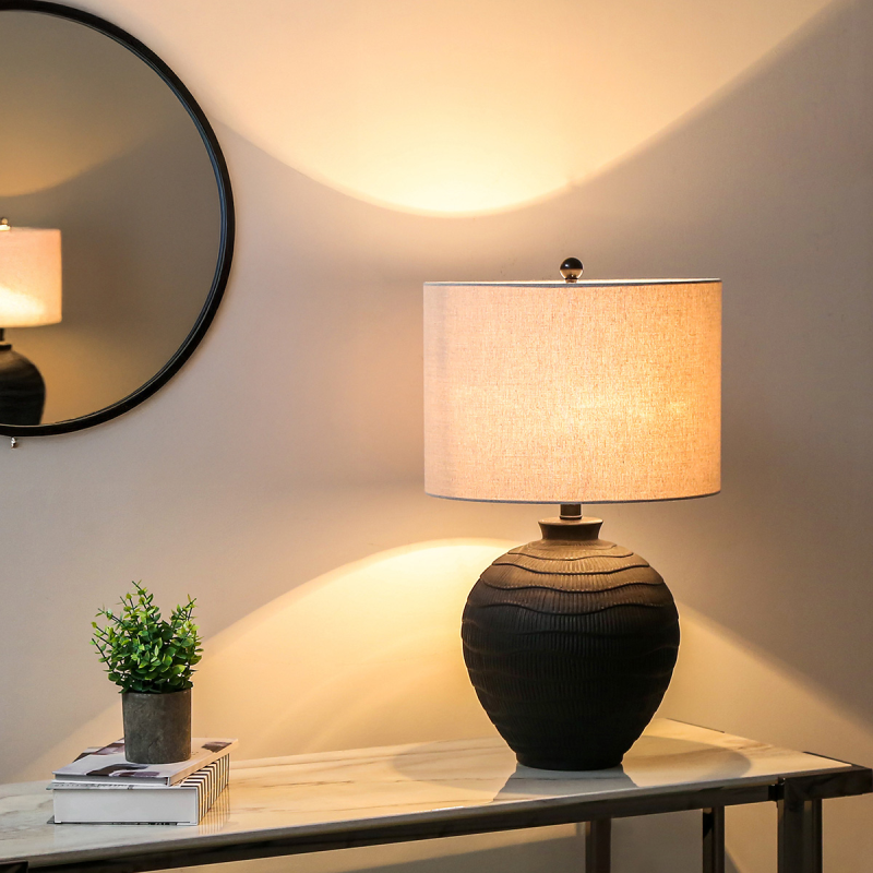 Ceramic Table Lamp with Linen Shade