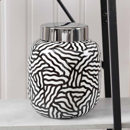 Black and White Ginger Jar