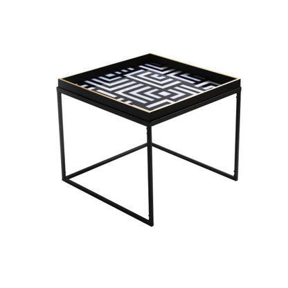 Black and White Metal Coffee Table with Tray