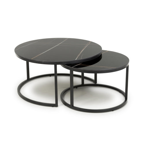 Round Black Twin Nest of Tables