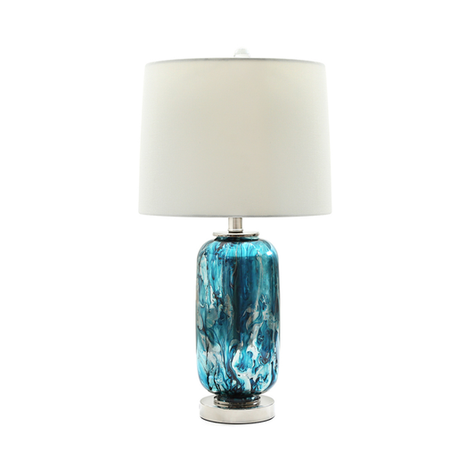 Blue and Silver Glass Table Lamp