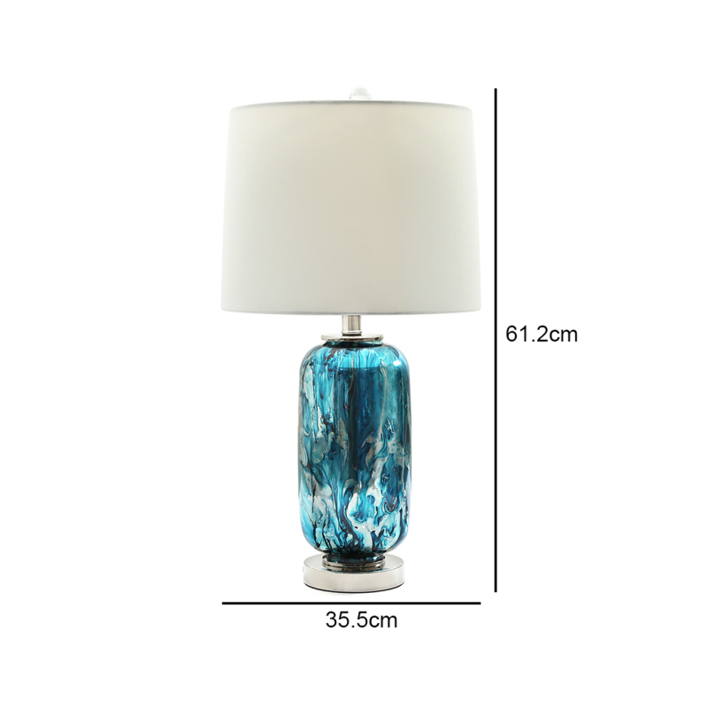 Blue and Silver Glass Table Lamp