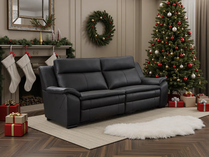 Boston Black Genuine Leather Electric Recliner Sofa Range
