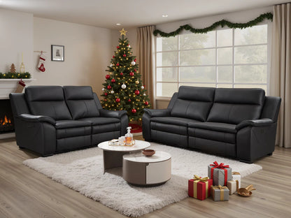 Boston Black Genuine Leather Electric Recliner Sofa Range