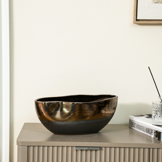 Gold and Black Ceramic Dish