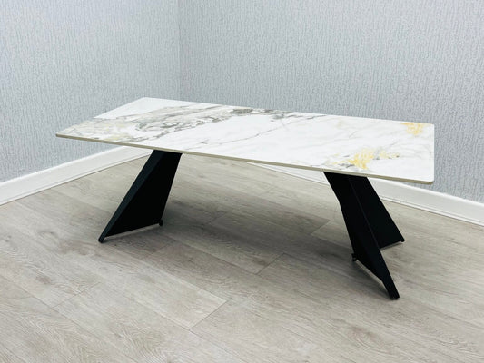 Chicago Black/Cream and Gold Ceramic Coffee Table