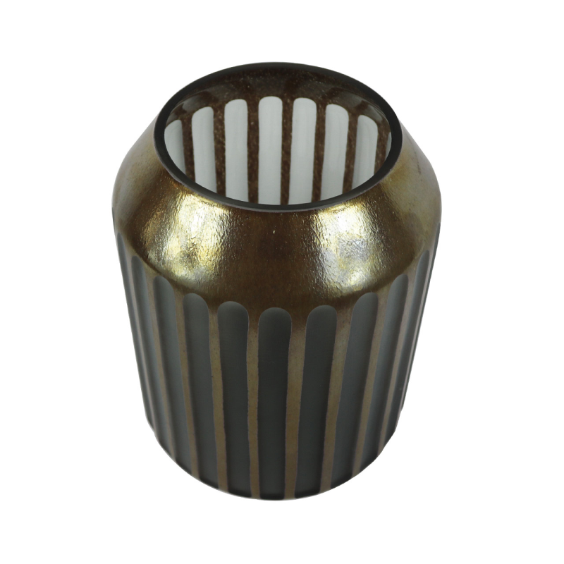 Coffee Brown and Grey Pleated Vase