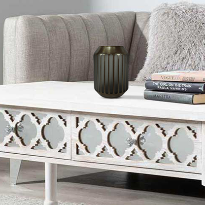 Coffee Brown and Grey Pleated Vase