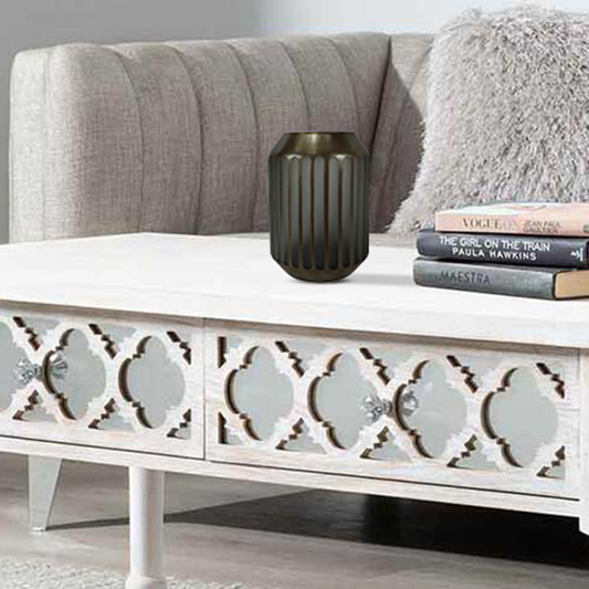 Coffee Brown and Grey Pleated Vase