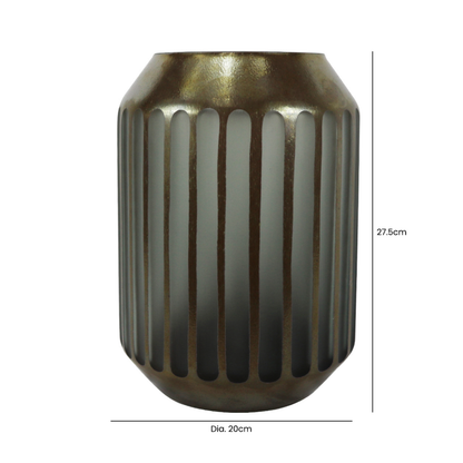 Coffee Brown and Grey Pleated Vase