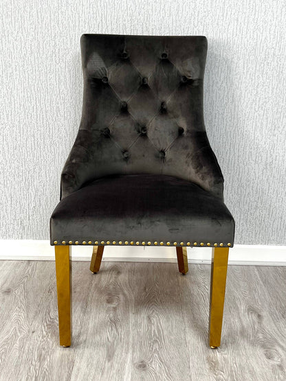 Majestic Velvet Lion Knocker Dining Chair