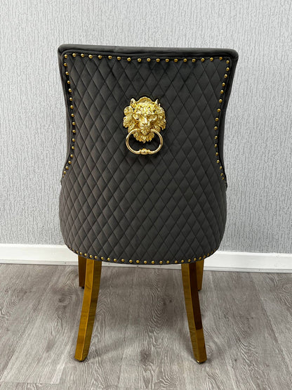 Majestic Velvet Lion Knocker Dining Chair