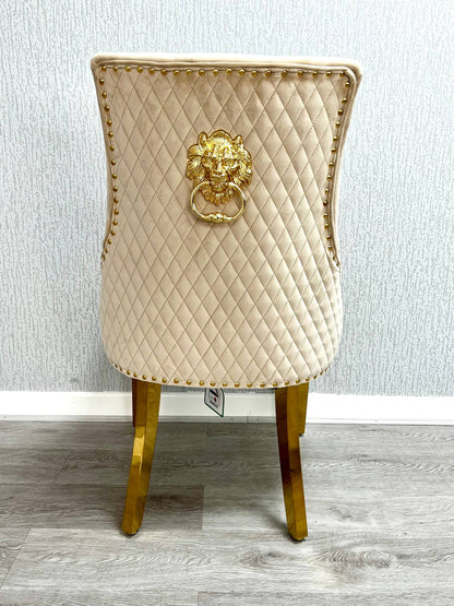 Majestic Velvet Lion Knocker Dining Chair