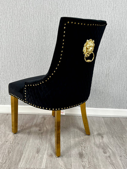 Majestic Velvet Lion Knocker Dining Chair
