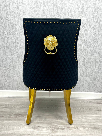 Majestic Velvet Lion Knocker Dining Chair