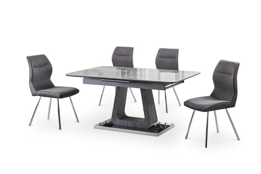 Zermatt 120cm Fixed Top Grey Ceramic Dining Table & 4 Chairs