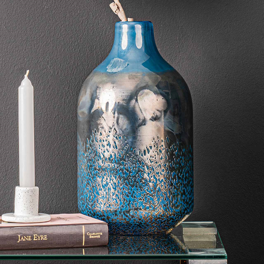 Blue Handmade Decorative Glass Bud Vase