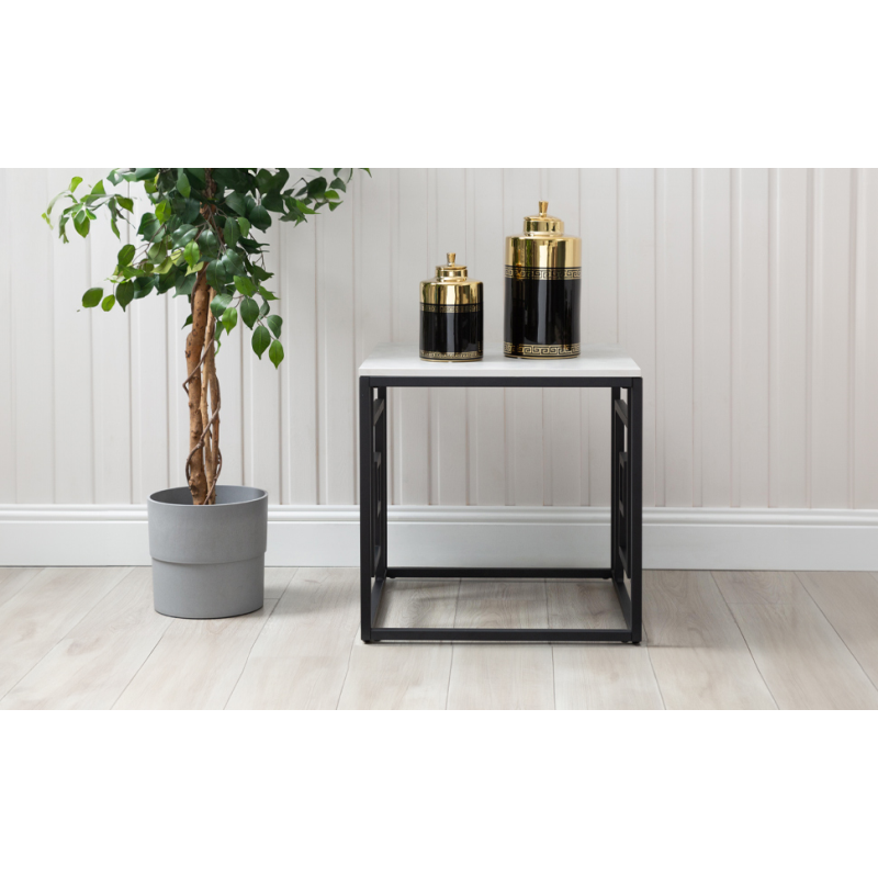 White and Black End Table