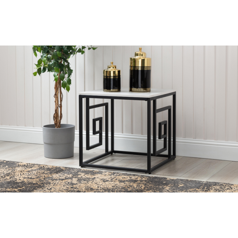 White and Black End Table