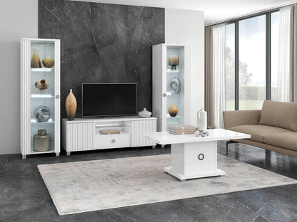 Elite Italian 1 Door White Glass LED Display Cabinet