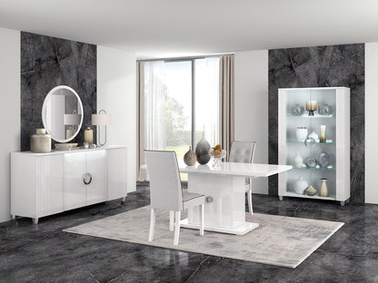 Elite Italian 2 Door White Glass LED Display Cabinet