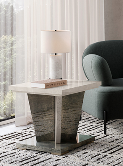 Felix Italian Two-Tone Clay and Bronze Gloss Lamp Table