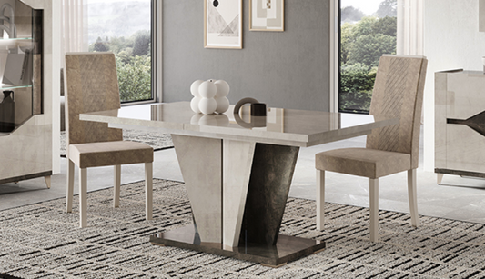 Felix Italian Two-Tone Clay and Bronze Gloss Dining Table & 4 Chairs