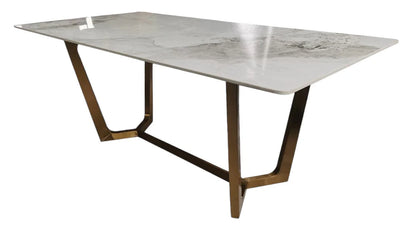 Jessica Ceramic White & Gold Fixed Top Dining Table
