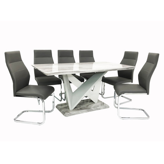 Georgia Marble Effect Dining Table & 6 Chairs