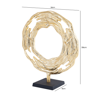 Gold Round Metal Sculpture