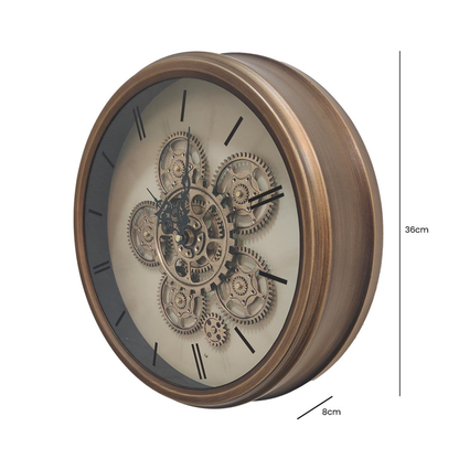 Gold Gears Wall Clock