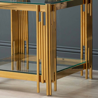 Gold Steel Tubes End Table