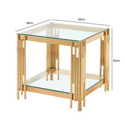Gold Steel Tubes End Table