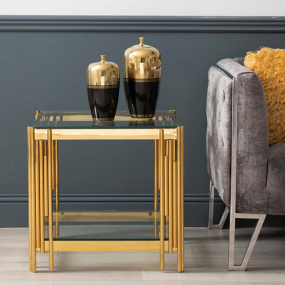 Gold Steel Tubes End Table