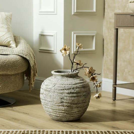 Handmade Antique White Terracotta Vase