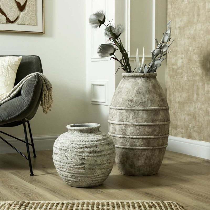 Handmade Antique White Terracotta Vase