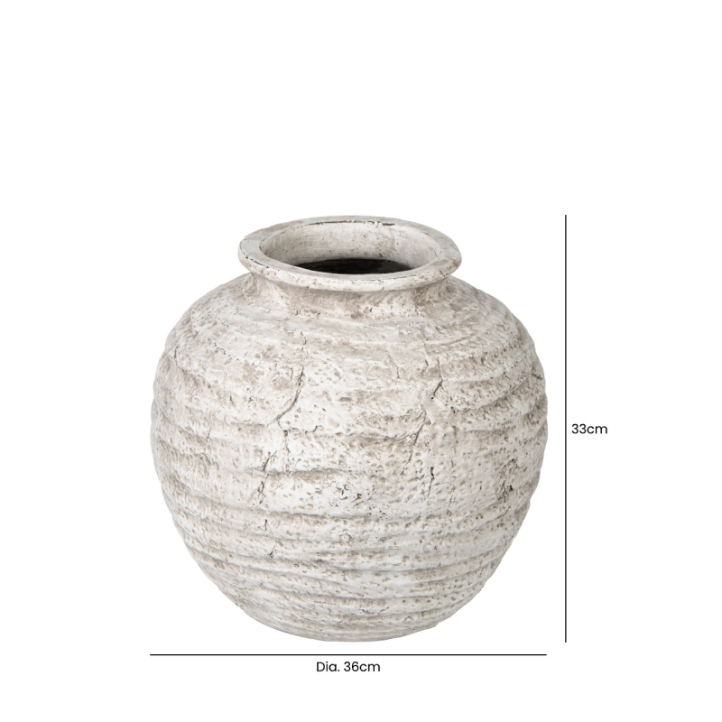 Handmade Antique White Terracotta Vase