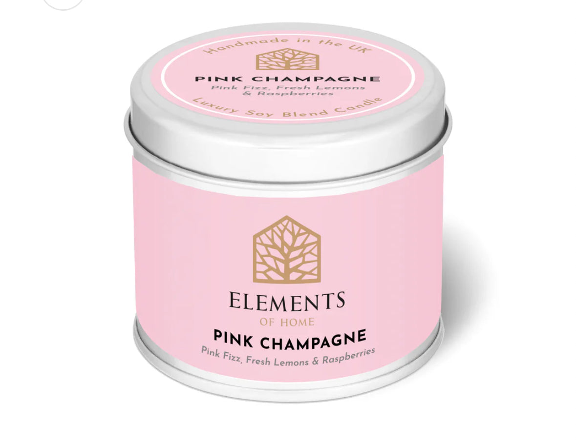 180g Pink Champagne Colour Tin Candle