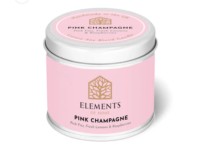 180g Pink Champagne Colour Tin Candle