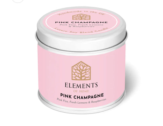 180g Pink Champagne Colour Tin Candle