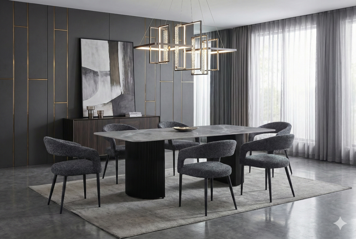 Oslo Ceramic Dining Table Plus Four Chairs