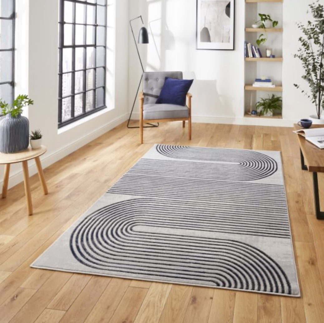 Apollo Grey/Navy Linear Rug