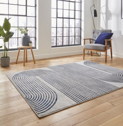 Apollo Grey/Navy Linear Rug