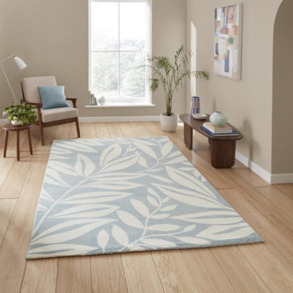 Blue Sorrel Leaves Botanical Rug