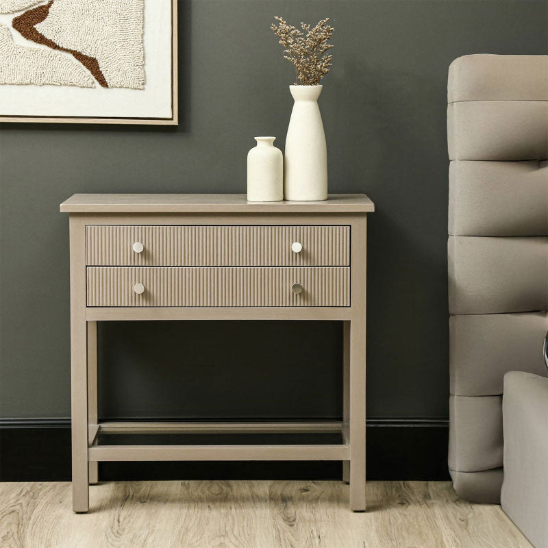 Bedside Cabinet 2 Drawer (White or Taupe)