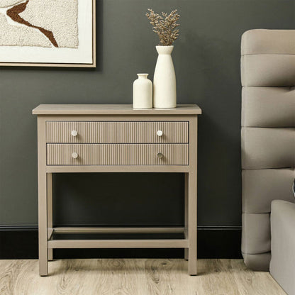 Bedside Cabinet 2 Drawer (White or Taupe)