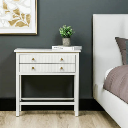 Bedside Cabinet 2 Drawer (White or Taupe)