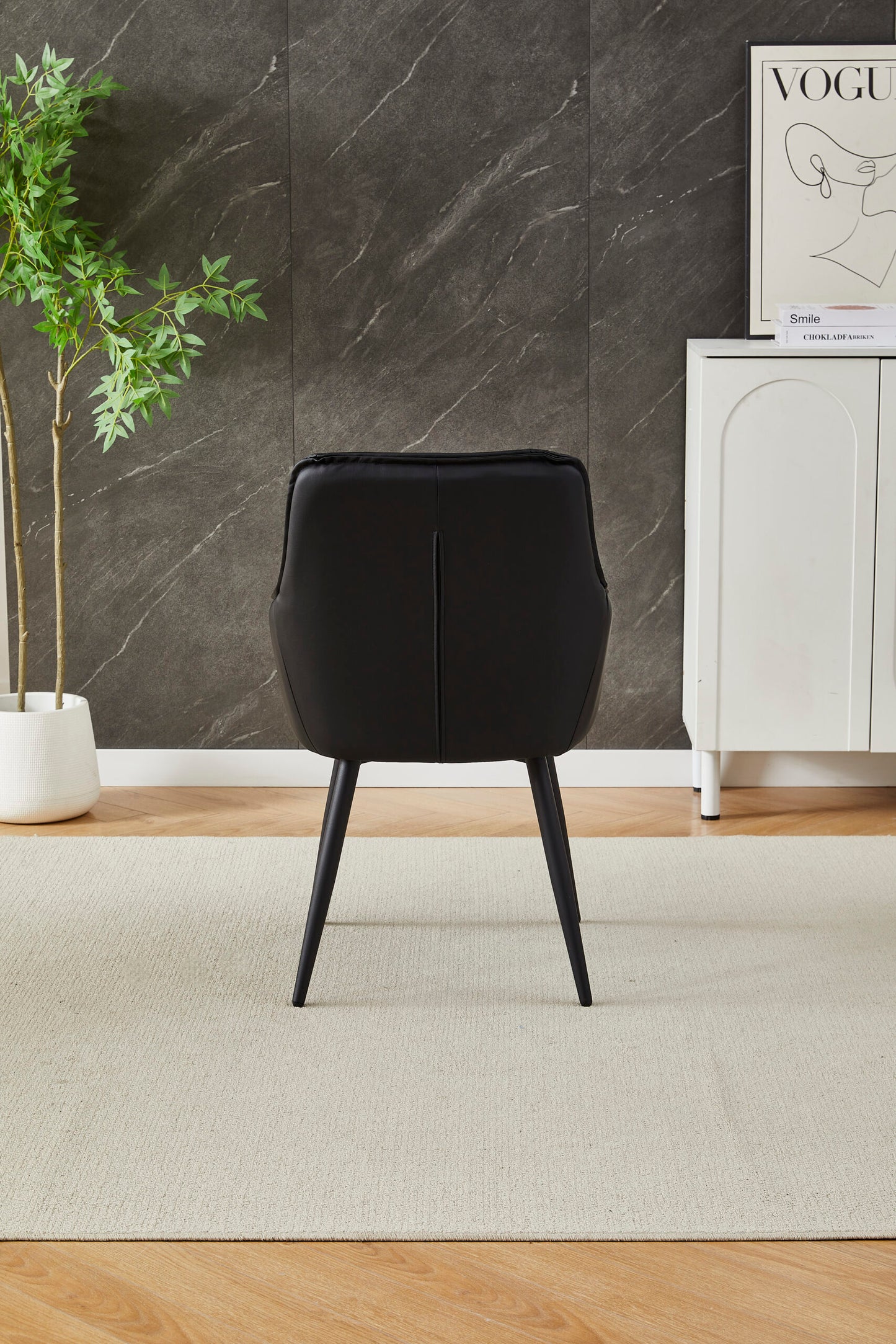 Misty Grey Sintered Stone Dining Table With 6 Black Palermo Chairs