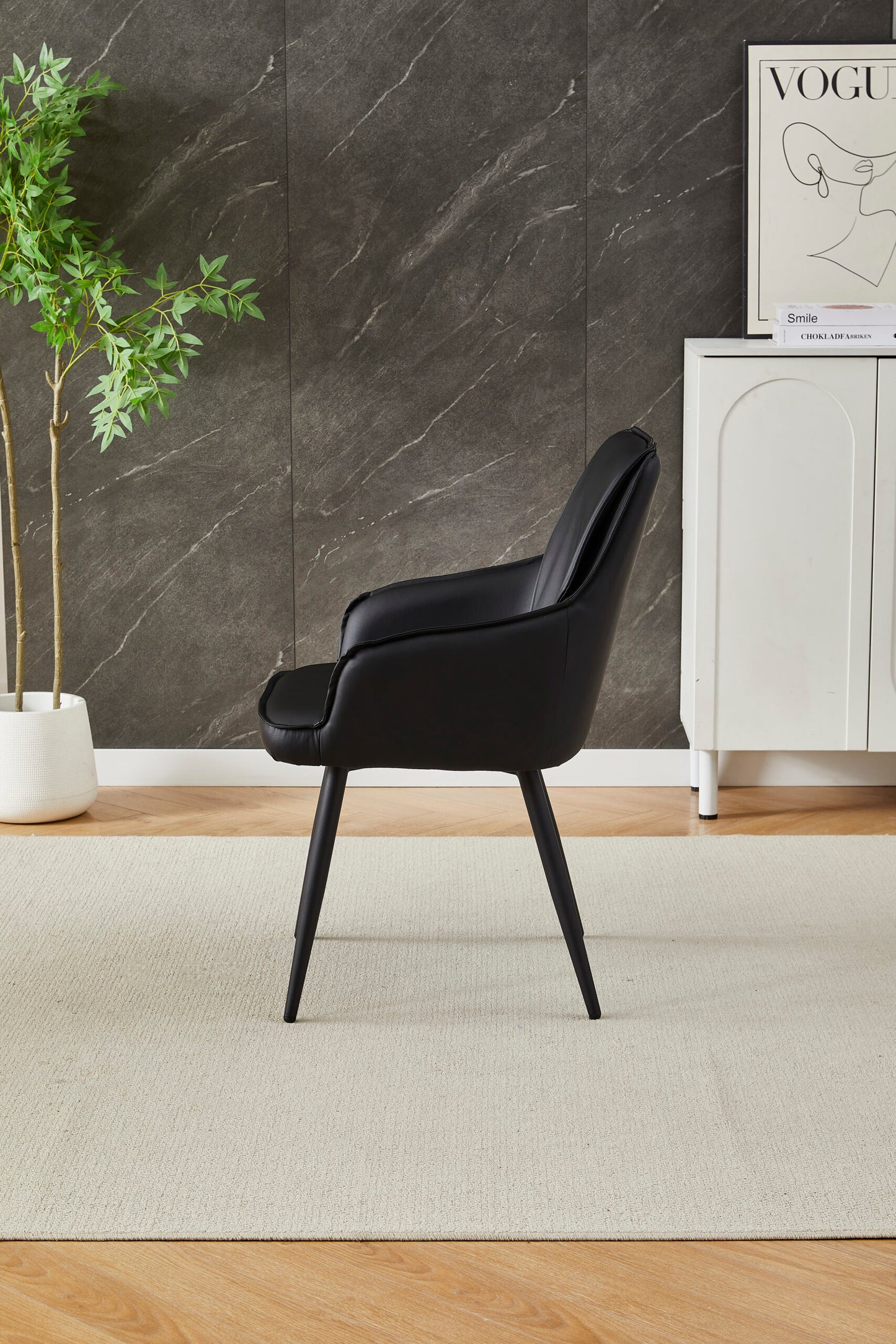 Misty Grey Sintered Stone Dining Table With 6 Black Palermo Chairs
