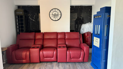 Red Leather 3-seater Electric Recliner Sofa